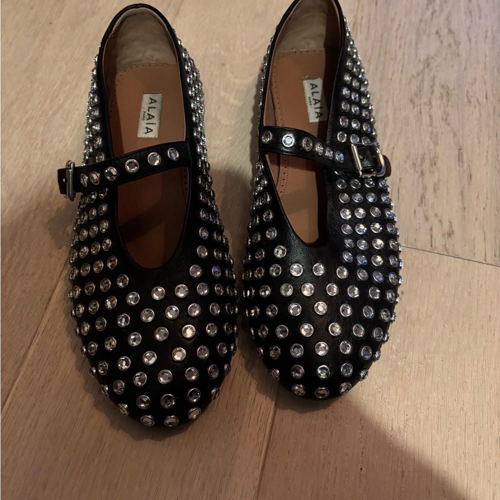 Alaia Black Studded Flats, size 40